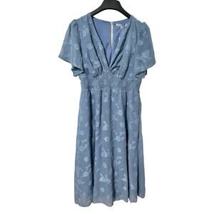 Baltic Born June Smocked Textured Midi Dress Size XL Wedding Guest Event NWT